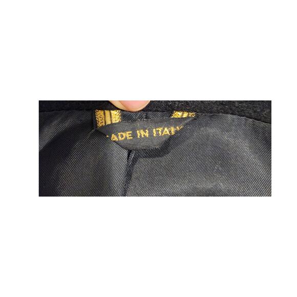 Vintage 70s Italian Wool Blend Coat - Black, Size 8, Padded Shoulders - Picture 3 of 5